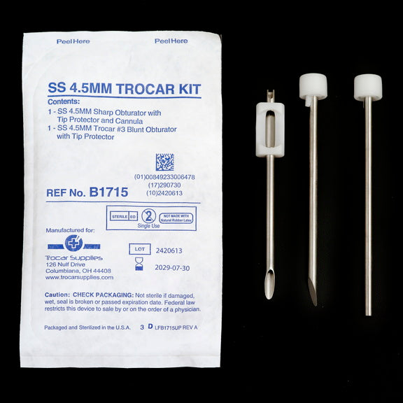 4.5mm Individual Disposable Stainless Steel Bevel Tip Trocar  (SHORT / LONG SHAFT)